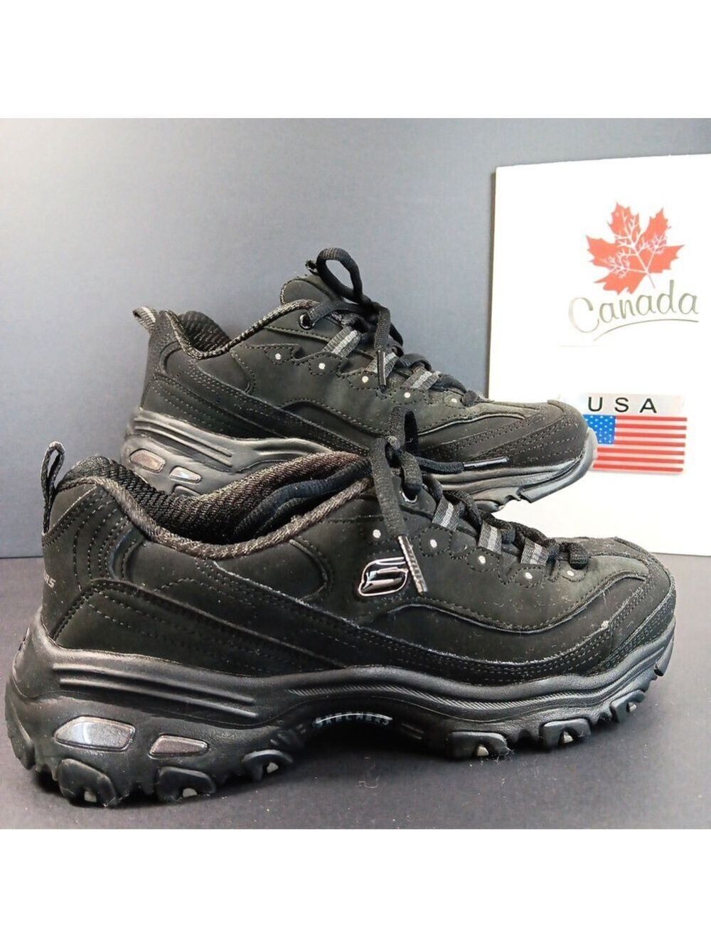 Size 6 Skechers Womens D'Lites Black Sneakers Shoes Casual 11949 Very Clean